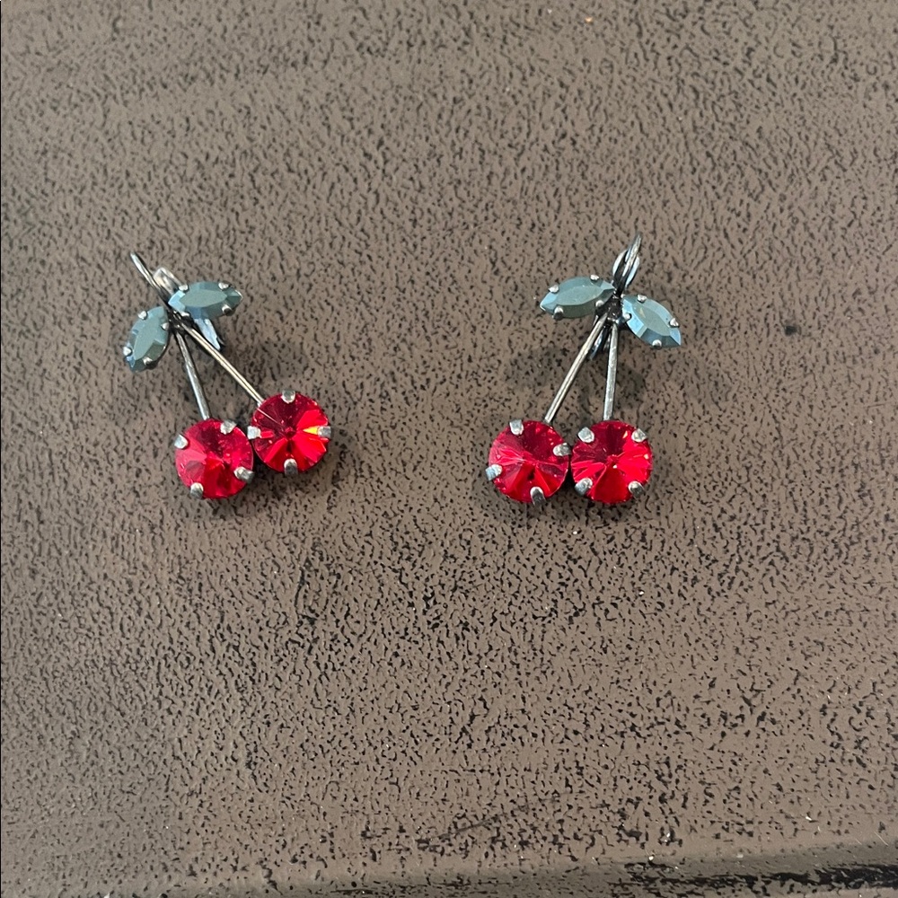 Sabika Cherry Red and Silver Earrings